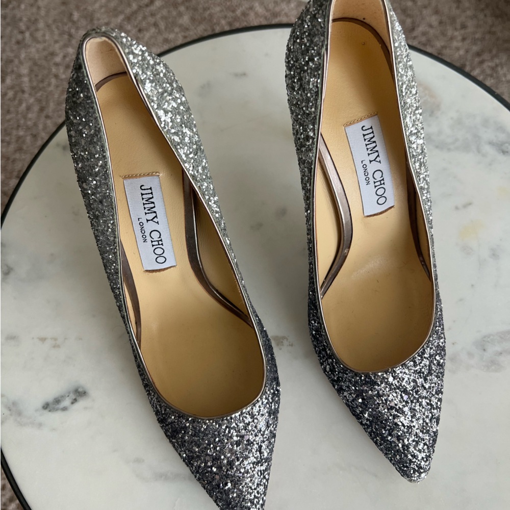 Jimmy Choo Romy 85 Glitter Heels